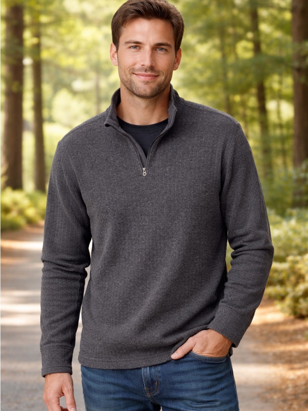 Prana Trask Quarter Zip Wool Blend Gray Ribbed Sweater Men’s XL M2TRAS312